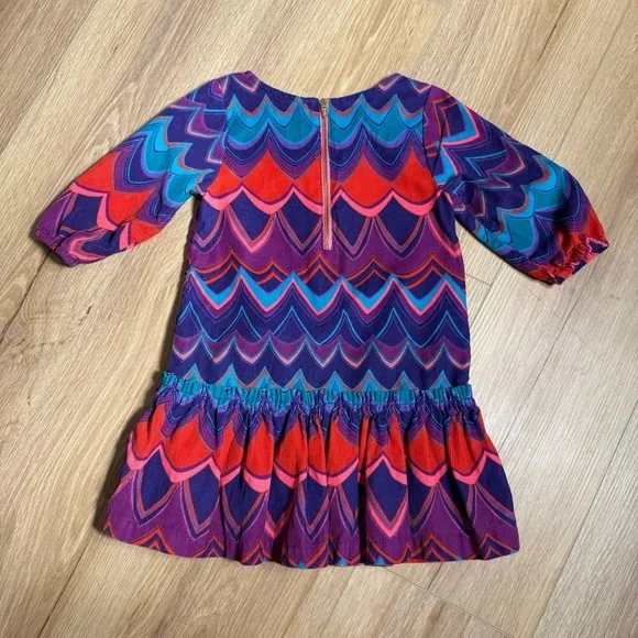 Girls Baby GAP Sz 2T l/s Drop Waist Dress Corduroy‎ Scallop Pattern Purple Pink - Picture 2 of 6